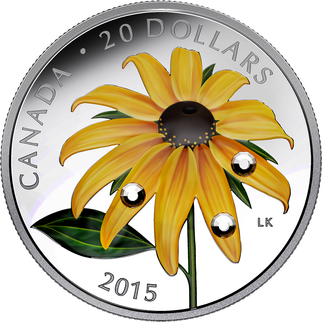 Canada 2015 Black-eyed Susan With Swarovski Proof Silver - Flower Coin Canada Clipart (1198x1166), Png Download