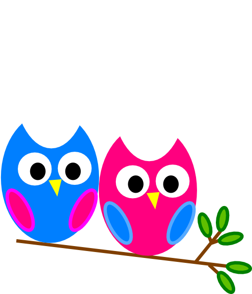 Pink And Blue Owl Clipart (540x594), Png Download