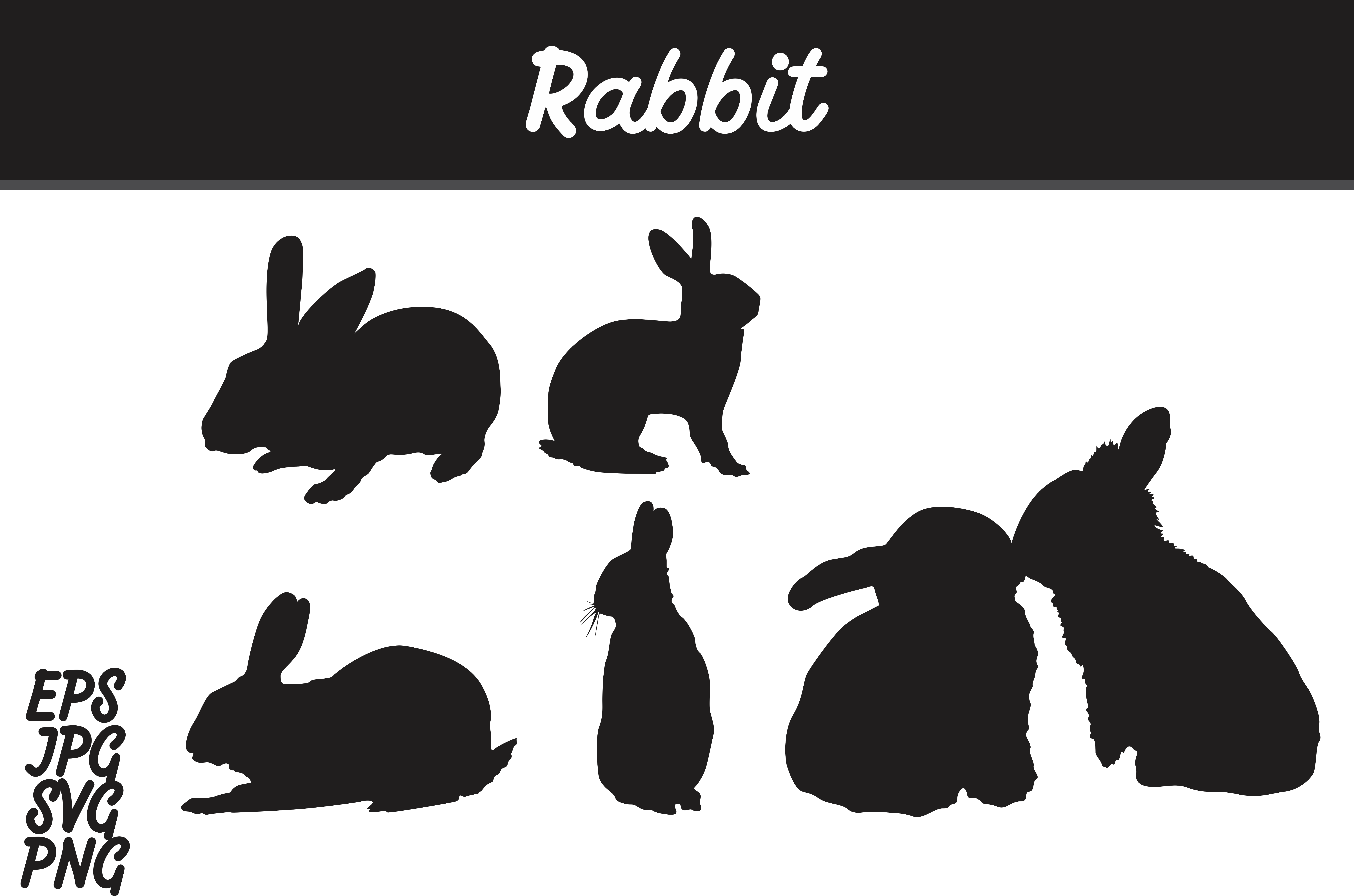 Rabbit Silhouette Set Svg Vector Image Bundle Graphic - Easter Egg Vector Svg Clipart (7514x5000), Png Download