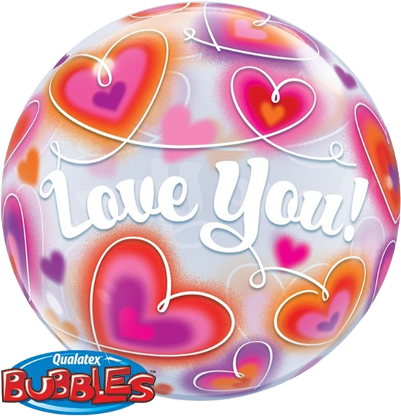 22 Bubble I Love You Doodle Hearts Balloons All American - Bubble Clipart (608x608), Png Download