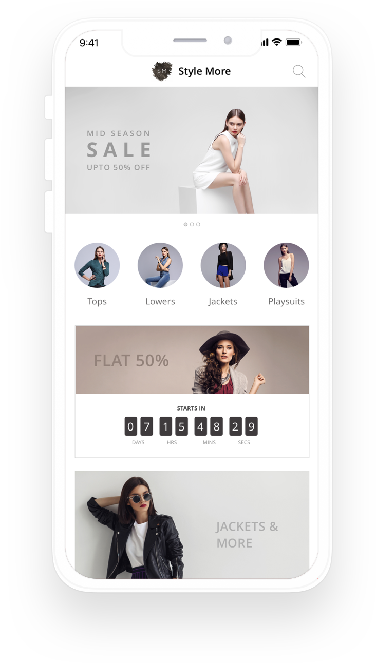 Flash Sale Banners On Shopify - Shopify Mobile App Builder Clipart (732x1294), Png Download