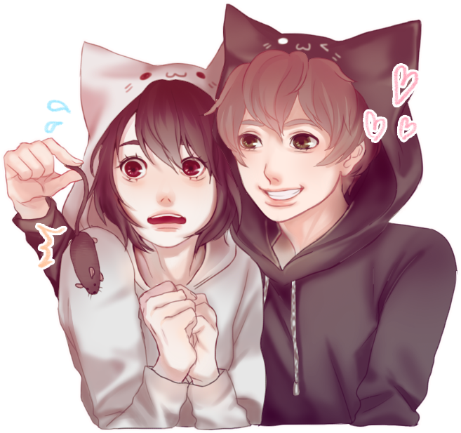 anime boy with cat hoodie