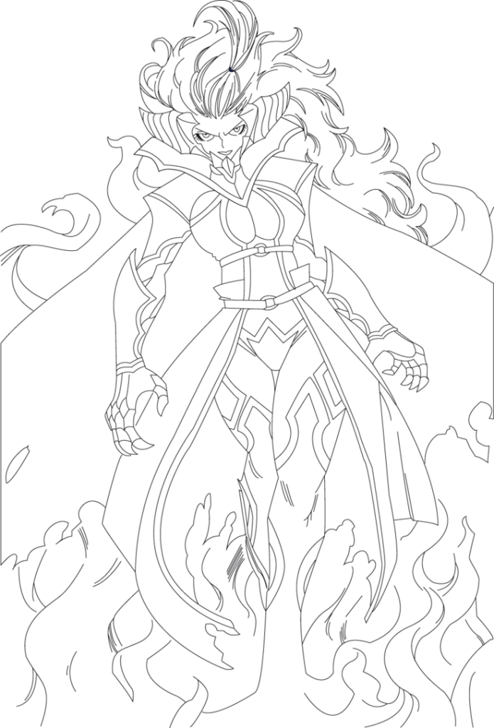 Coloring Pages Demons Fairy Tail Mirajane Strauss Lineart - Coloring Book Clipart (695x1024), Png Download