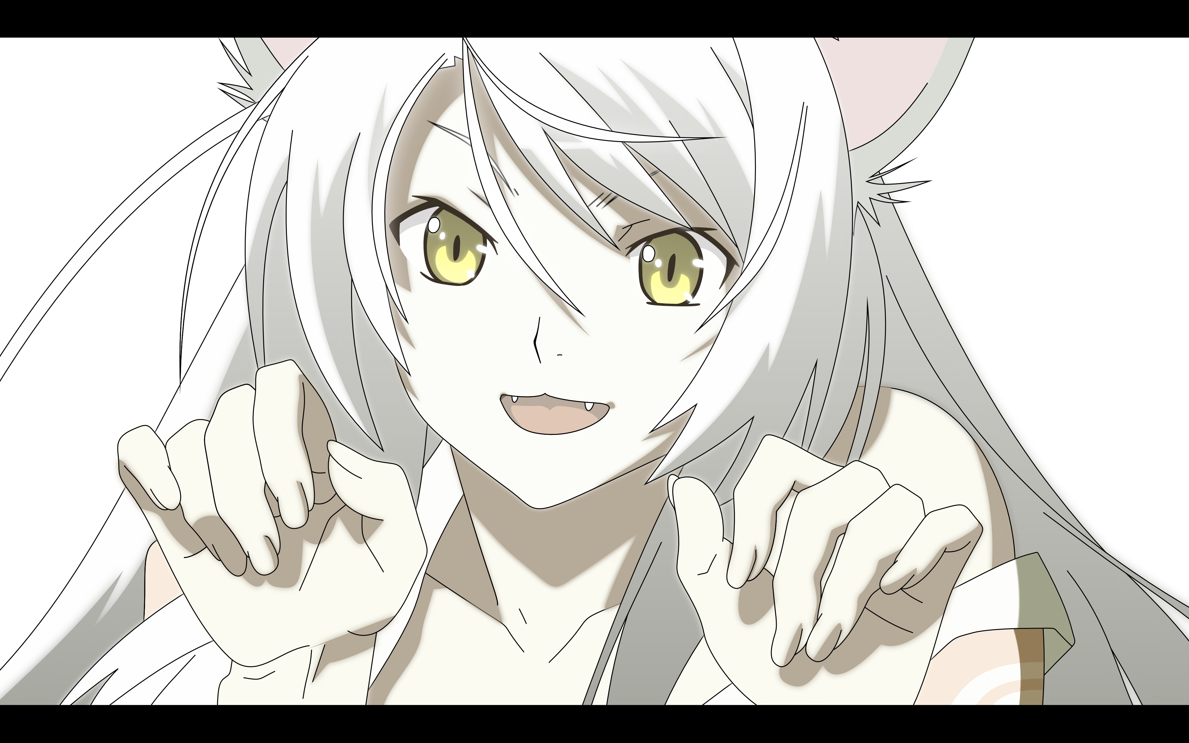 Vectors, Bakemonogatari, Transparent, Animal Ears, - Kuro Hanekawa Clipart (4000x2500), Png Download