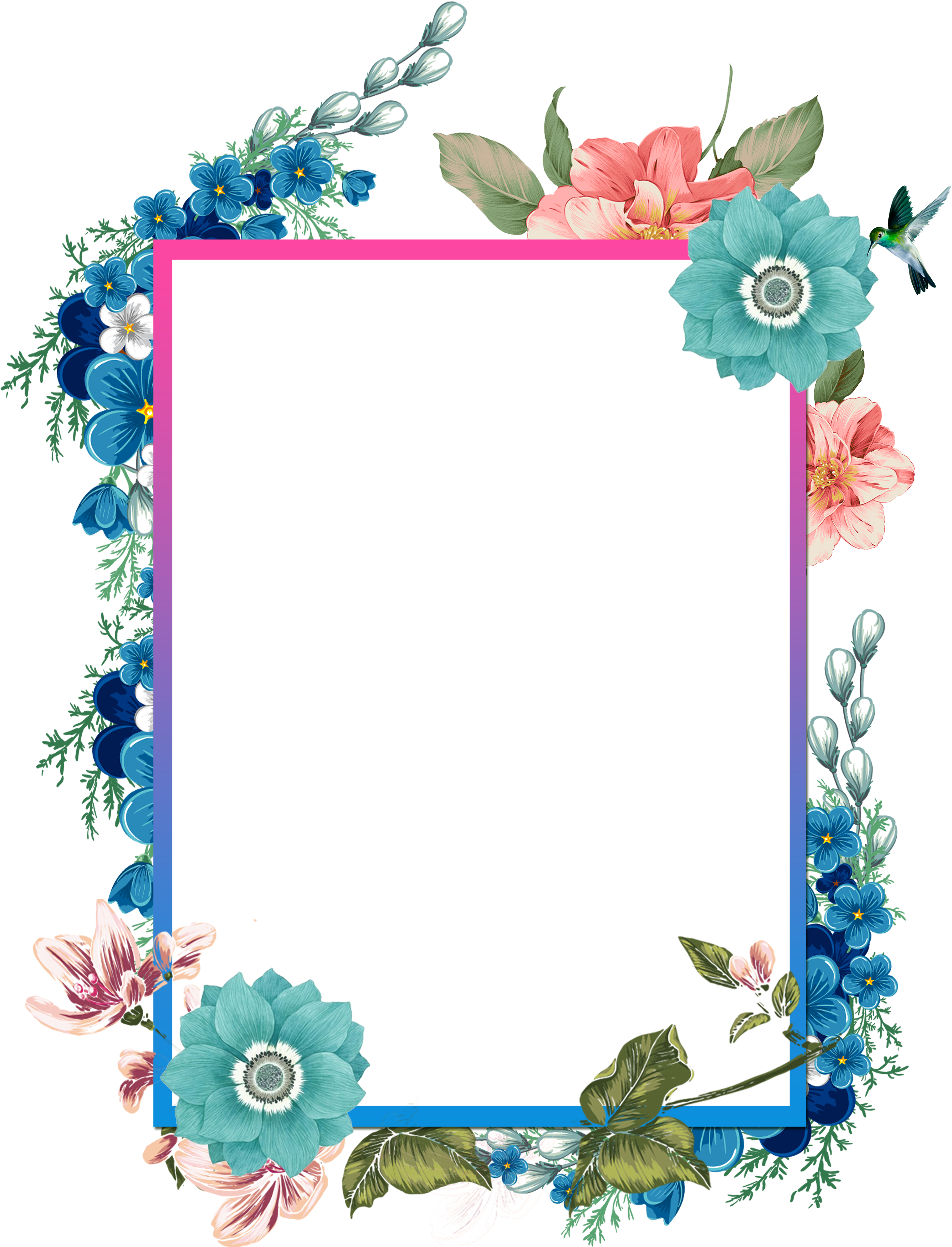 And Beautiful Painted Hand Watercolor Frames Borders - Yearly Calendar 2020 Flowers Clipart (3976x4961), Png Download