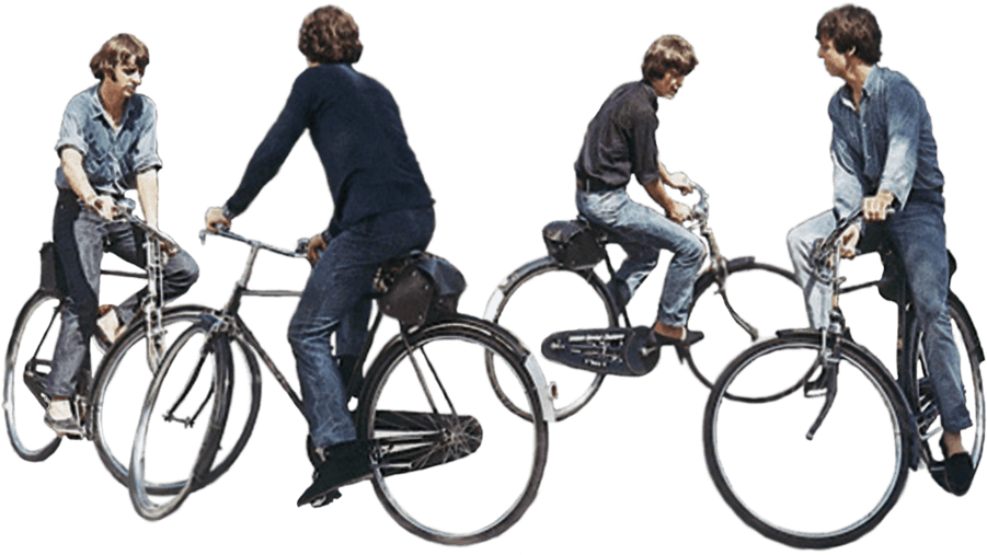The Beatles Riding Bicycles - Beatles Transparent Png Clipart (1244x944), Png Download