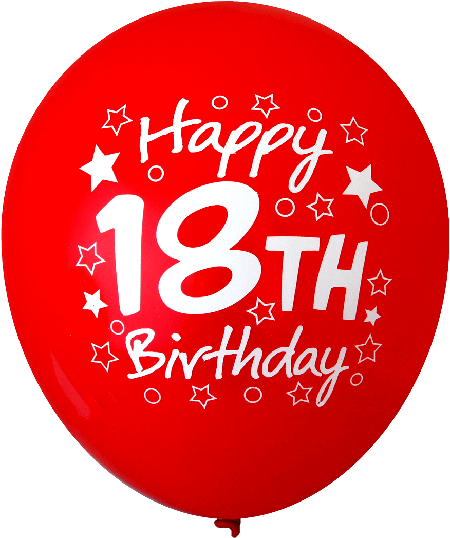 Happy 18th Birthday Balloons - Red 18th Birthday Balloons Clipart (876x1047), Png Download