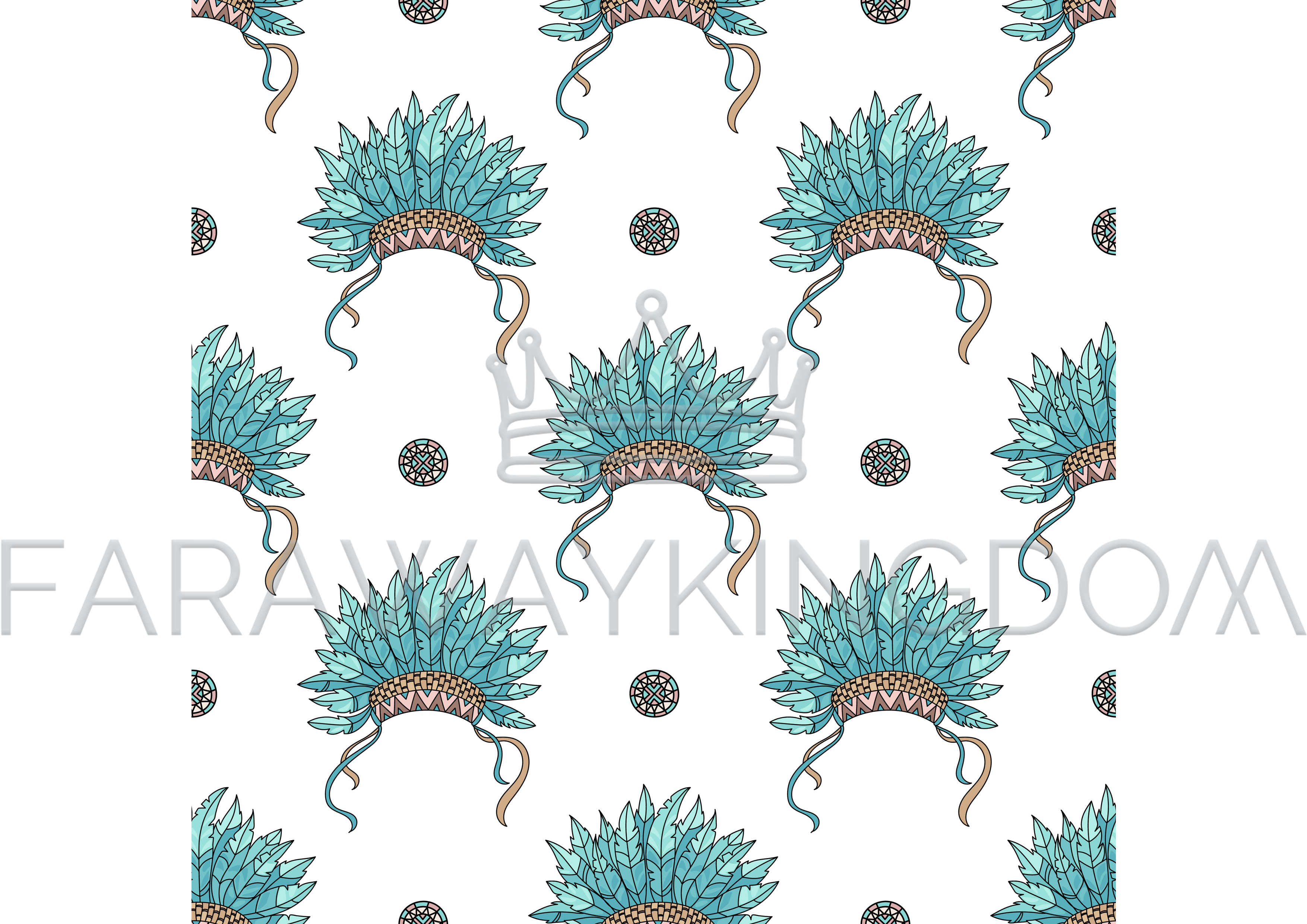 Indian Headdress American Native Culture Seamless Pattern - Motif Clipart (3508x2480), Png Download