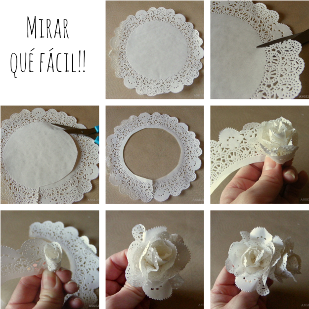 Collage Rosa - Doily Paper Flowers Clipart (650x650), Png Download