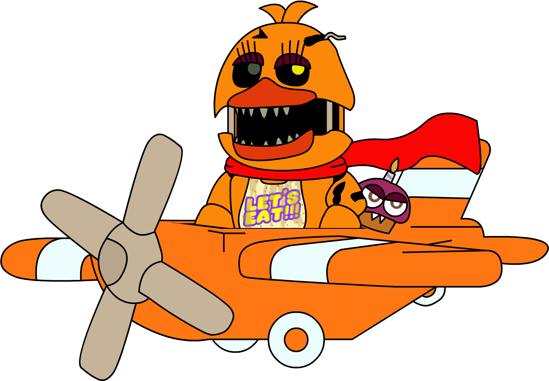 Artwork[spoilers] Foxy Fighters' Adventure Nightmare - Nightmare Chica Foxy Fighters Clipart (1750x1224), Png Download