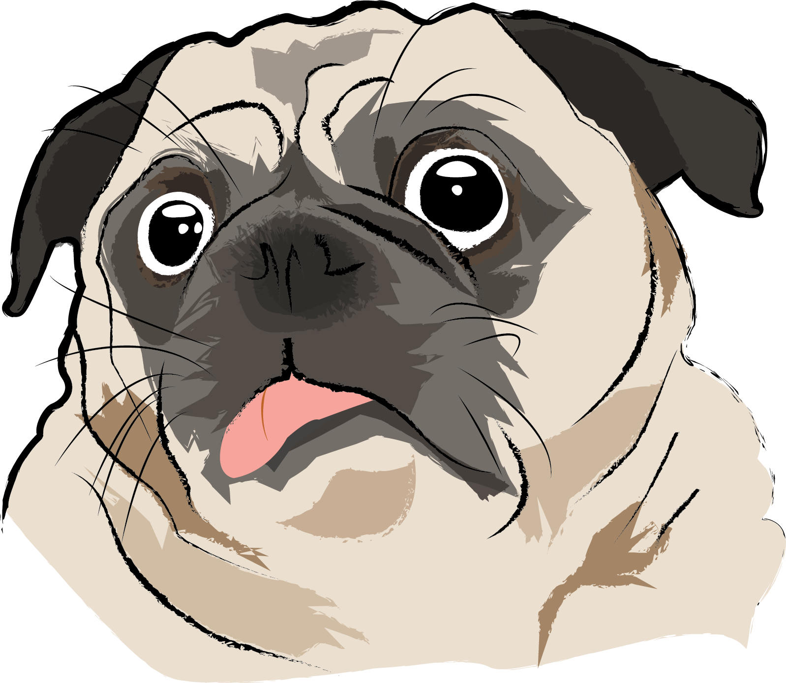 Art With Ai - Dog Pug Cartoon Png Clipart (1598x1389), Png Download