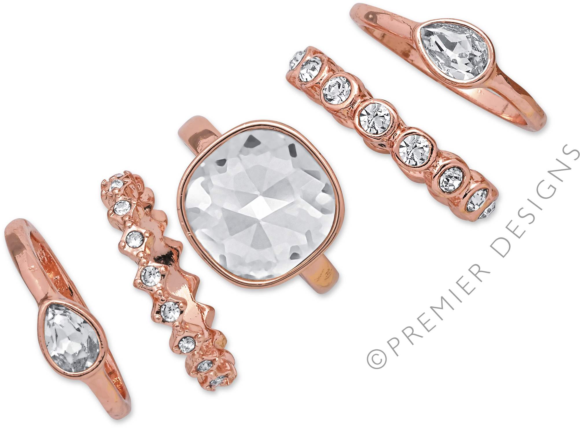 Cadena Bling Bling Png - Premier Designs Rose Gold Rings Clipart (2253x1678), Png Download