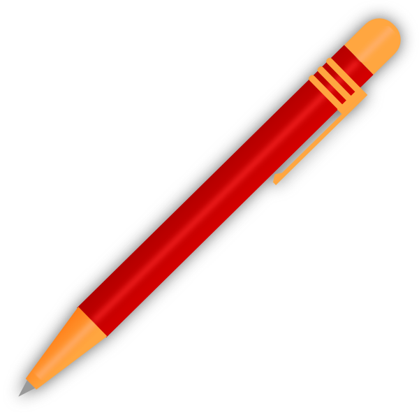 Red Ballpoint Pen Clip Art At Clker - Pencil Red And Black - Png Download (600x594), Png Download