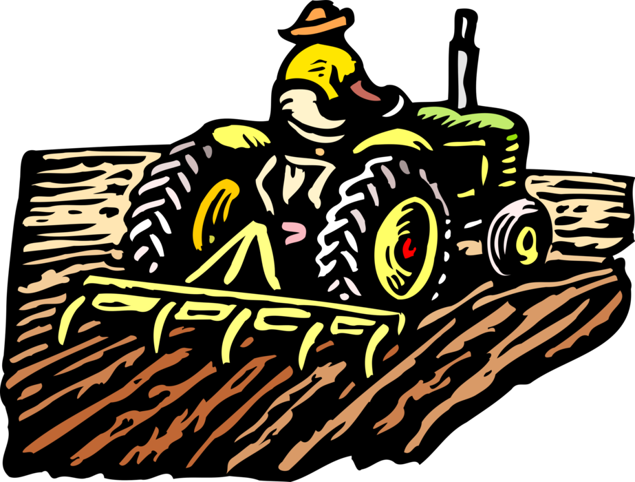 Farmer On Tractor Plowing Field - Clip Art Of Farming - Png Download (923x700), Png Download