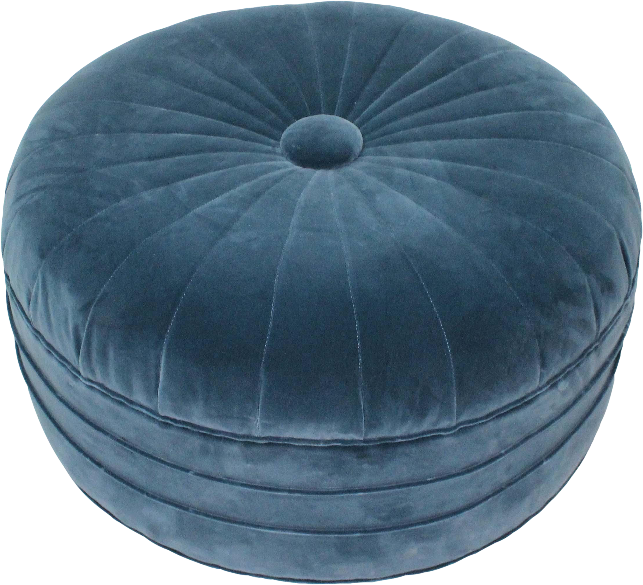 Round Art Deco Ottoman In Blue Velvet On Chairish - Ottoman Clipart (2449x2226), Png Download