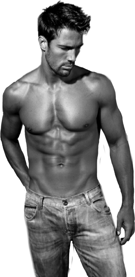 #man #shirtless #jeans #b/w - Barechested Clipart (474x973), Png Download