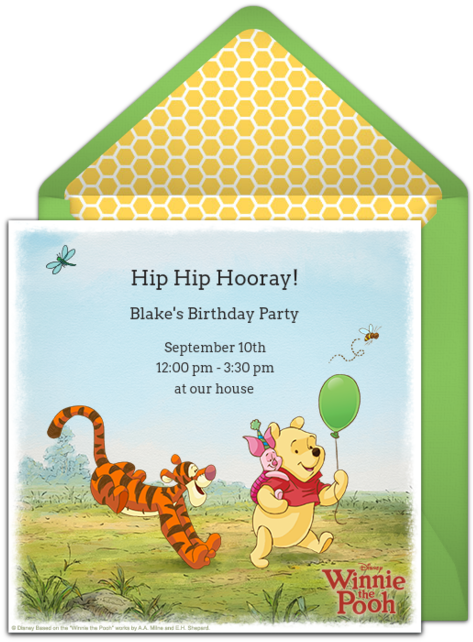 Winnie The Pooh Online Invitation - Winnie The Pooh Invite Clipart (650x650), Png Download