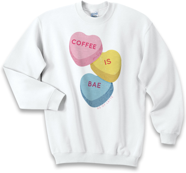Valentines Day Candy Hearts Crewneck Sweatshirt White - Valentines Day Candy Hearts Hoodie Clipart (600x600), Png Download