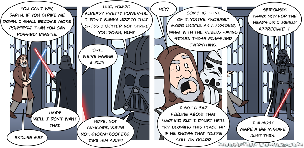 Darth Vader Has Learned To Take Obi-wan's Warnings - Cartoon Clipart (980x479), Png Download