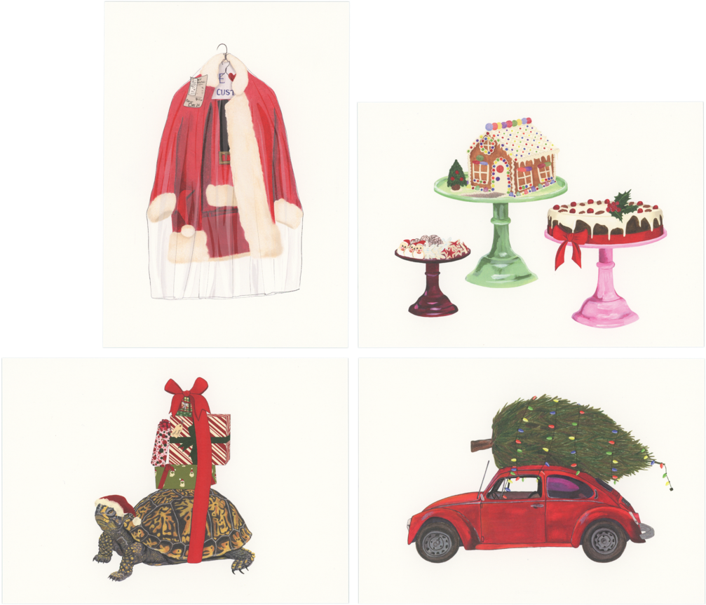 Christmas Stationery - Vintage Car Clipart (1024x887), Png Download