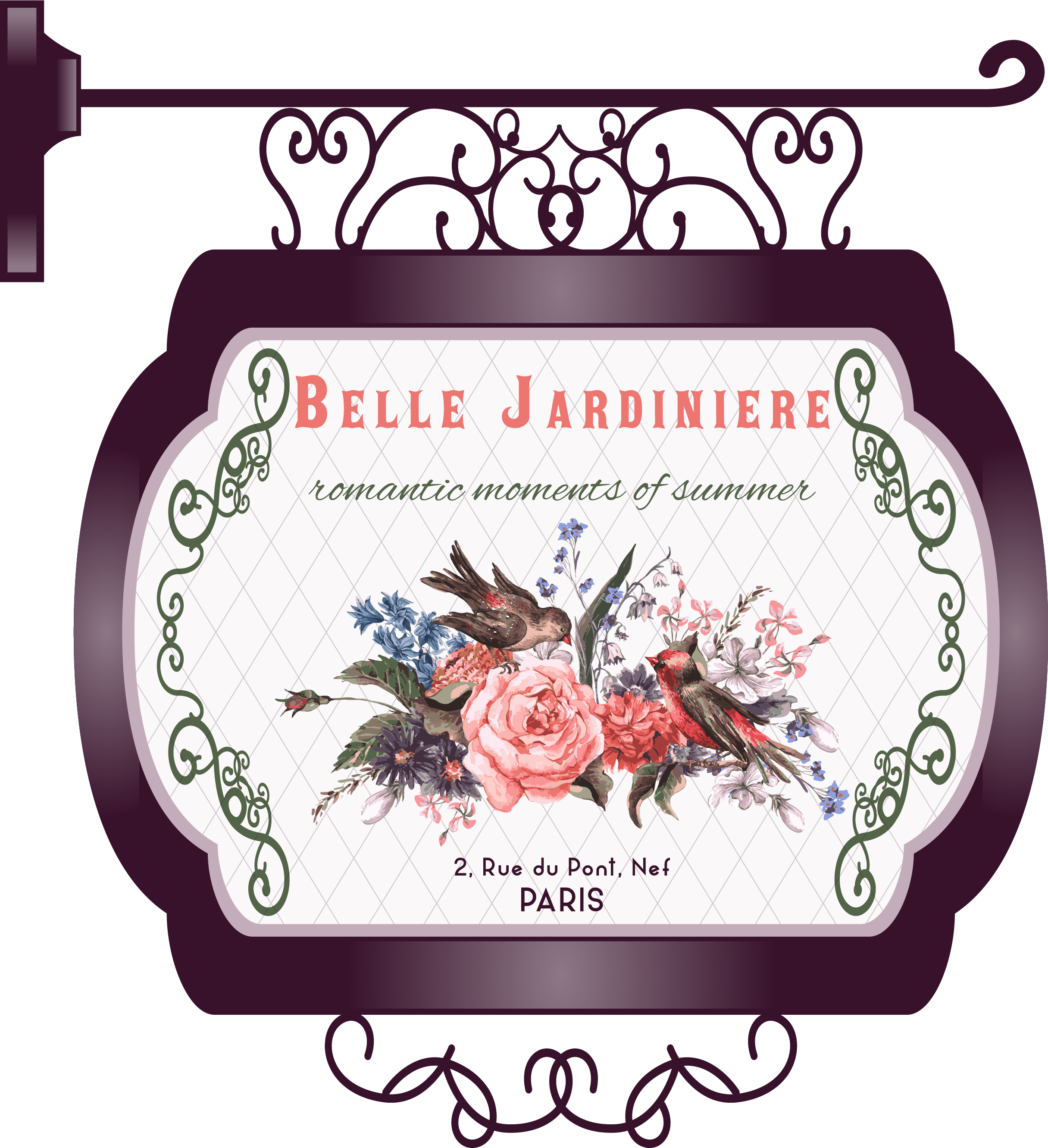 My Design / Vintage Signboard - Flower Vintage Vector Png Clipart (2431x2663), Png Download