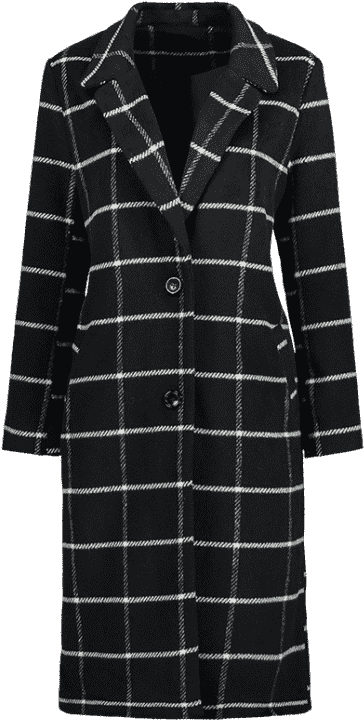 Two Buttoned Wool Blend Plaid Coat - Overcoat Clipart (558x744), Png Download