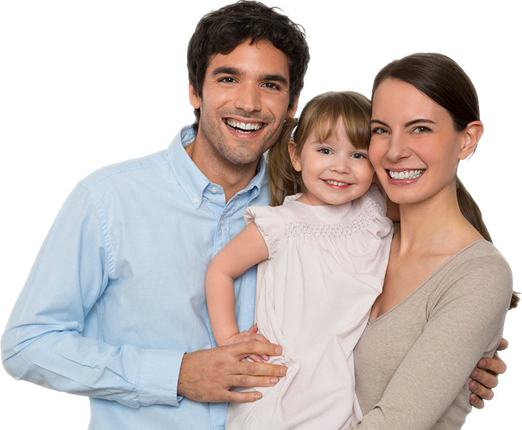 Franklin-pitts Husband, Wife And Young Daughter Smiling - Young Family White Background Clipart (731x603), Png Download