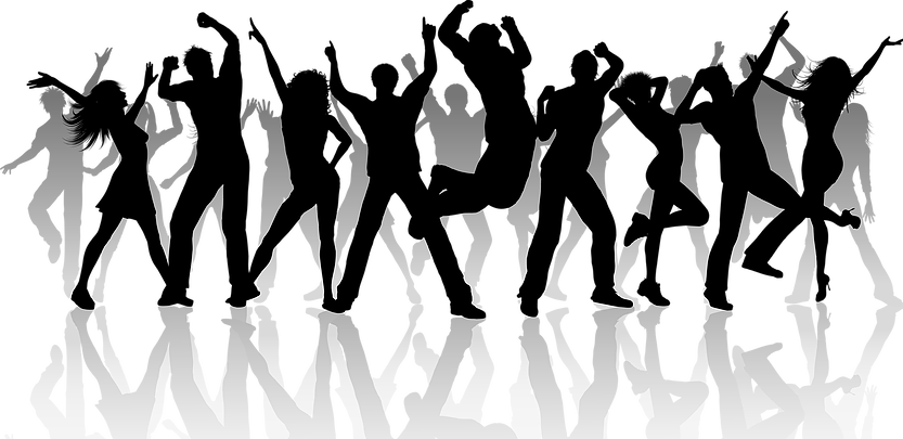 Get Social - Group Dance Silhouette Png Clipart (833x405), Png Download