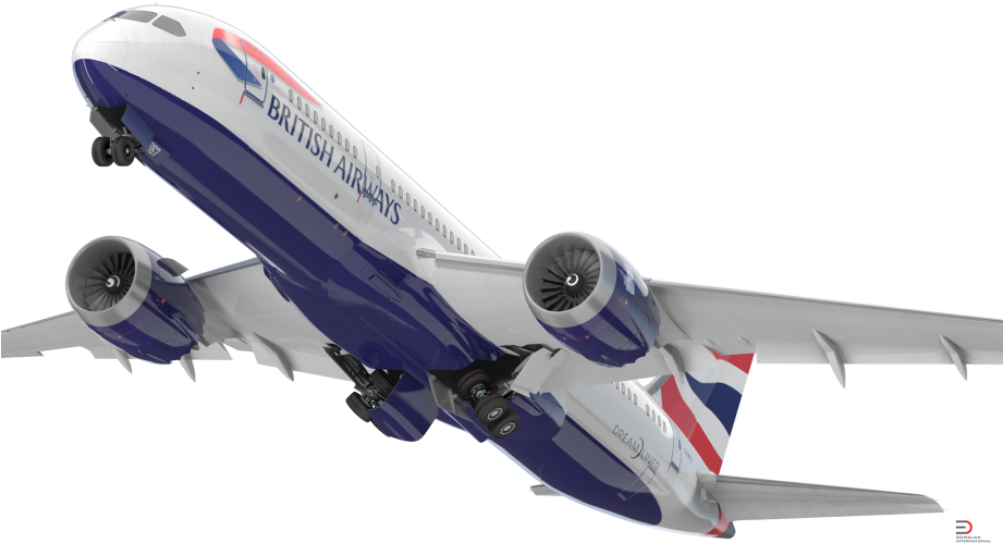 Boeing 787-8 Dreamliner British Airways Rigged 3d Model - Airbus A380 Clipart (921x499), Png Download
