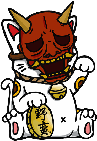 Gloss Vinyl Size - Maneki Neko Oni Mask Clipart (600x609), Png Download