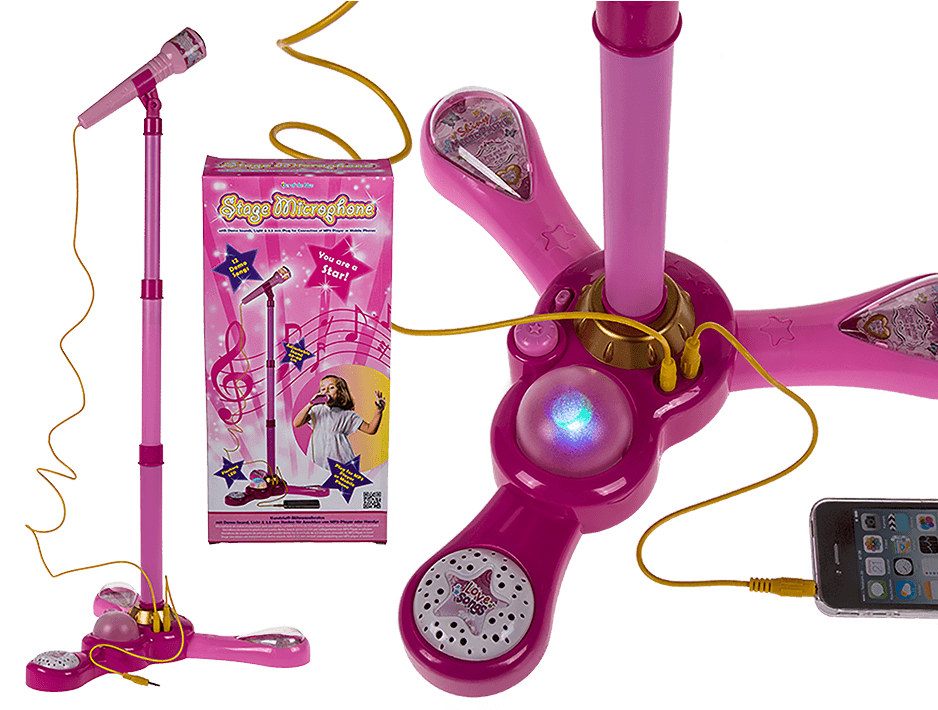 Kids Karaoke Microphone Adjustable Stand Girls Music - Microphone Clipart (945x709), Png Download