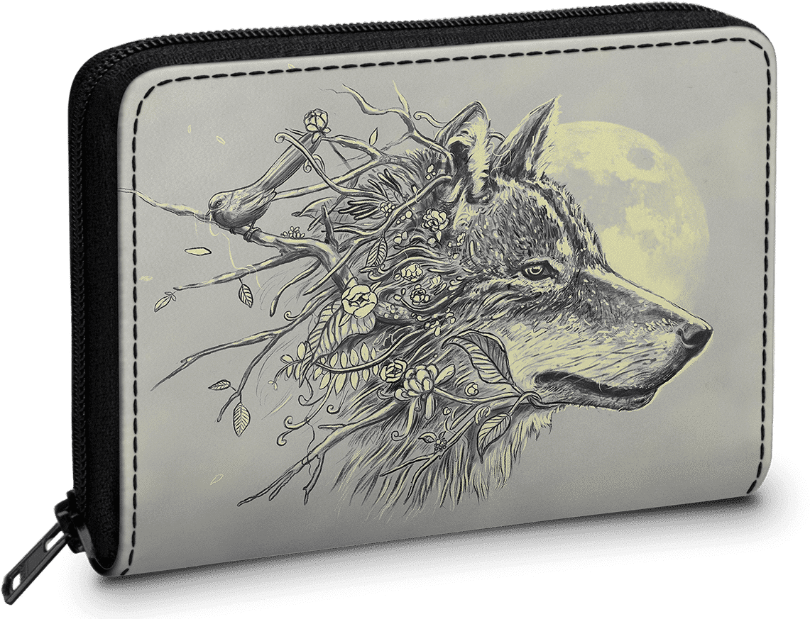 Dailyobjects Gray Wolf Zipper Slim Card & Coin Wallet - Peopic Retail Private Limited Clipart (1209x900), Png Download