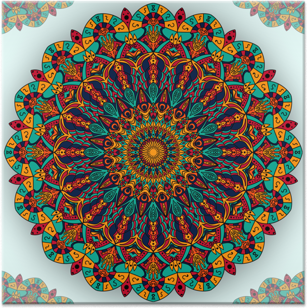 Azulejo Mandala Laranja Azul Turquesa Vermelho De Rudra - Mandala Clipart (800x800), Png Download