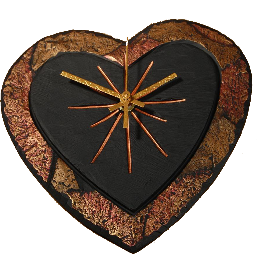 Slate Heart Clock - Hardwood Clipart (1024x947), Png Download