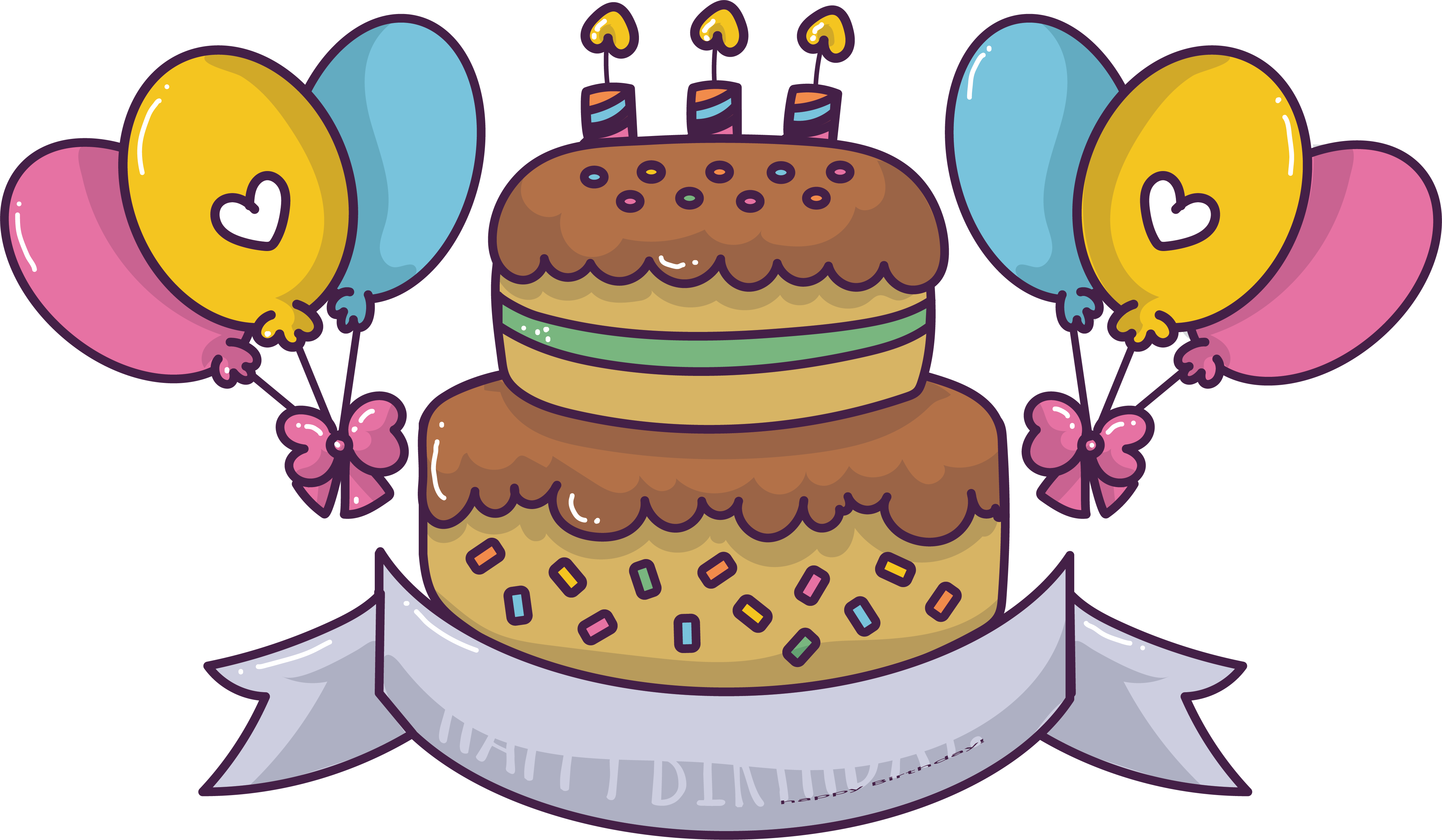 Torte, Birthday Cake, Chocolate Cake, Cuisine Png Image - Cute Birthday Cake Cartoon Clipart (4525x2637), Png Download