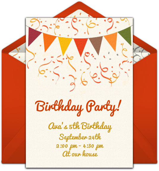 Customizable, Free Fall Banner Online Invitations - Party Clipart (650x650), Png Download