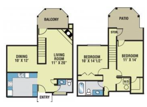 0 For The Foxglove Townhouse Floor Plan - Kalamazoo Greenhill Apartment One Bed Clipart (640x480), Png Download