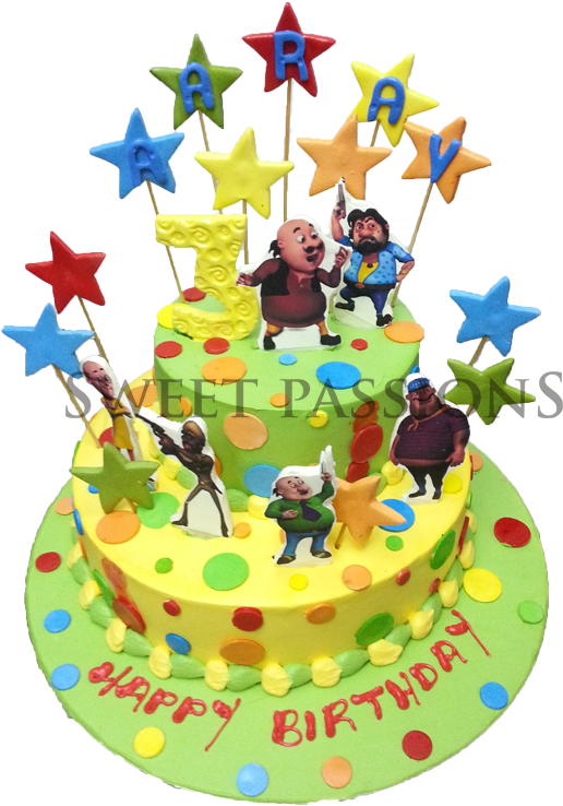 Cartoon Motu Patlu Birthday Cake Designs Trend Koleksi - Birthday Cake For Motu Patlu Clipart (600x800), Png Download