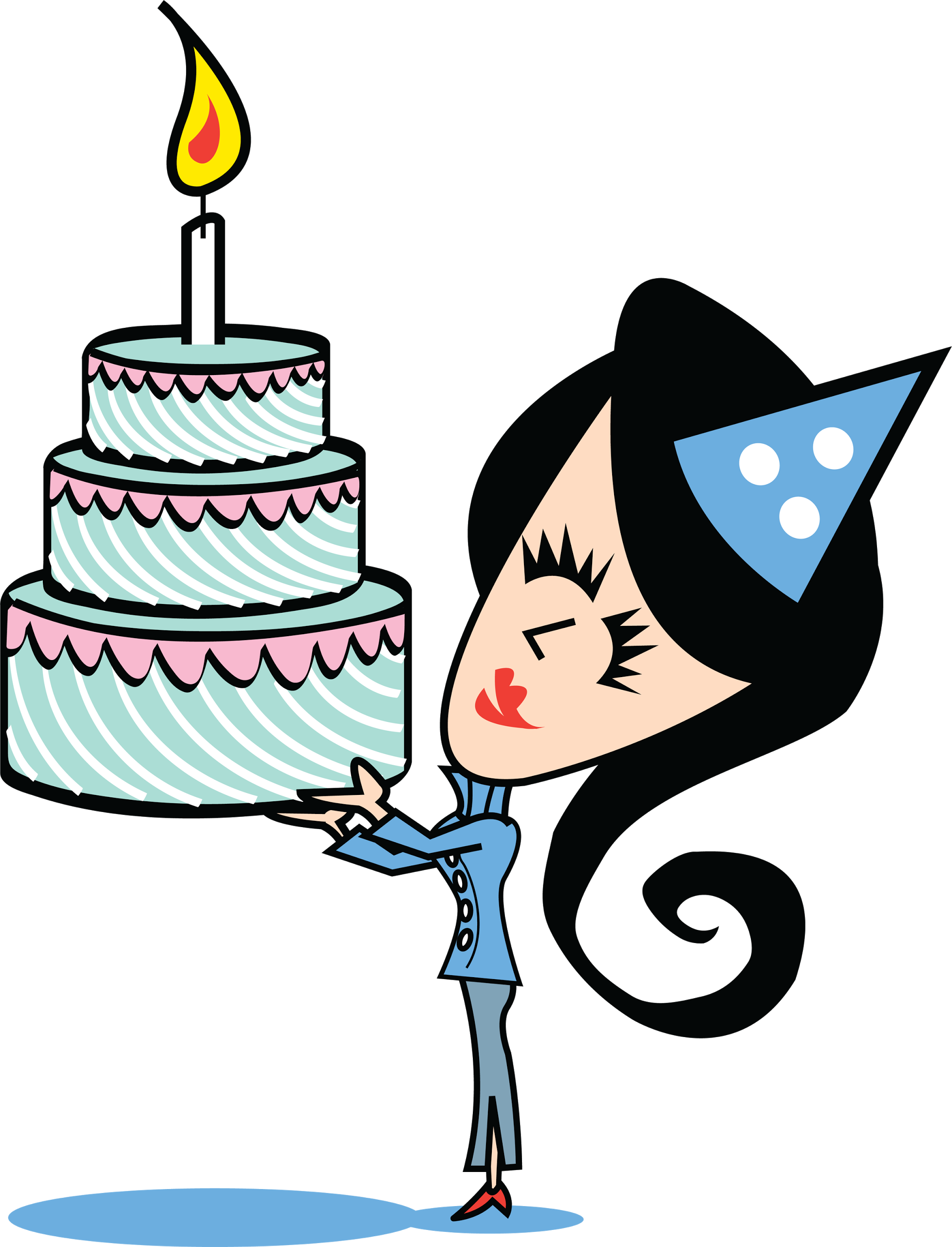 Girl With Birthday Cake - Birthday Cakes Candles Party Hats Women Clipart - Png Download (1955x2560), Png Download