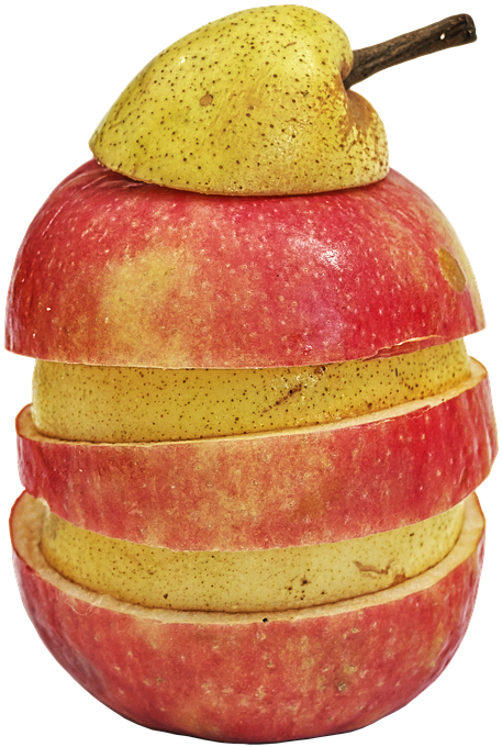 Apple Pears Fruit Fruit Slices Discs Pear Cut - Irisan Buah Png Clipart (484x720), Png Download