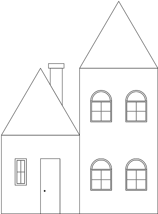 Casa, Prédio, Desenho Linear, Desenho Para Colorir - Desenhos Casa E Prédio Clipart (535x720), Png Download