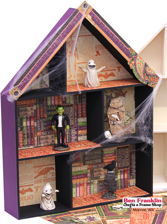 Use This Unfinished Wooden House Shadow Box To Decorate - Shelf Clipart (606x777), Png Download