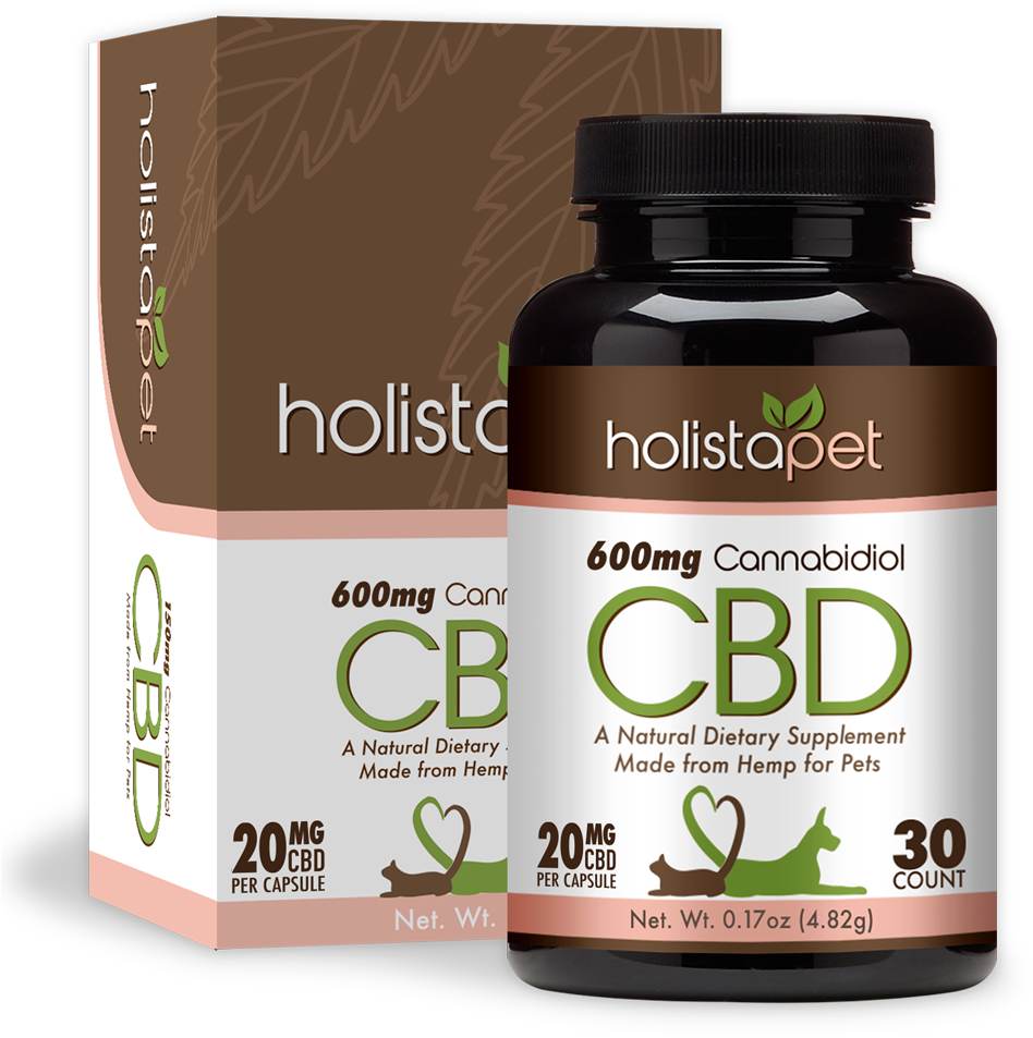 Holistapet Cbd Pet Capsules 600mg Bottle With Box - Cannabidiol Clipart (1000x1000), Png Download