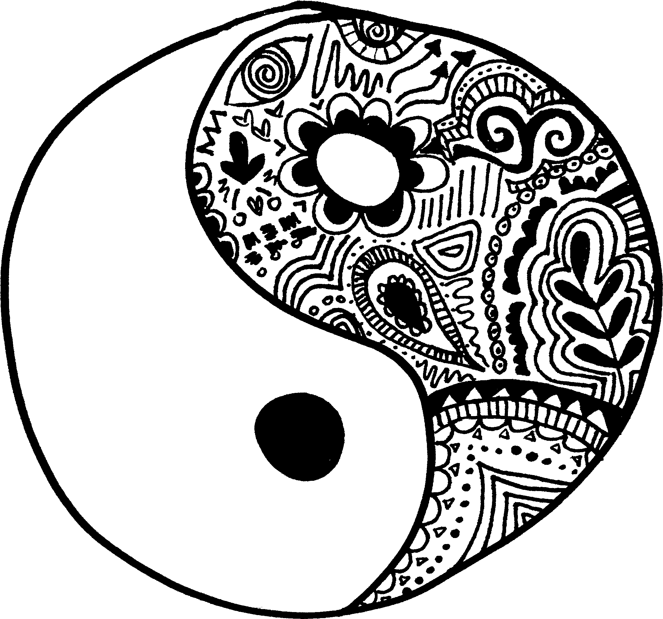 Yin Yang Zentangle - Circle Clipart (2448x3264), Png Download