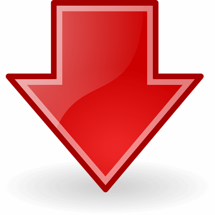 Felcha - Red Transparent Down Arrow Png Clipart (720x720), Png Download