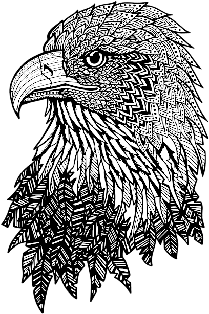 Bleed Area May Not Be Visible - Zentangle Eagle Clipart (445x699), Png Download