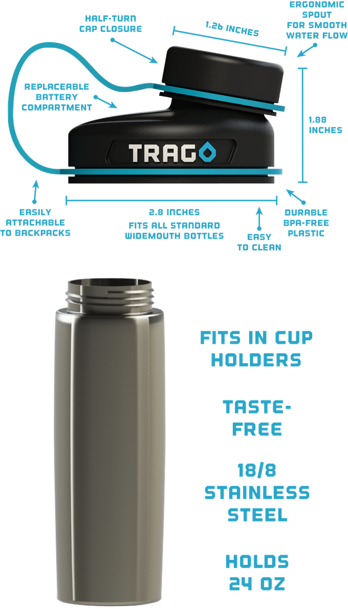 The World's First Smart Water Bottle By Jac & Davis - Trago Water Bottle Clipart (680x1189), Png Download