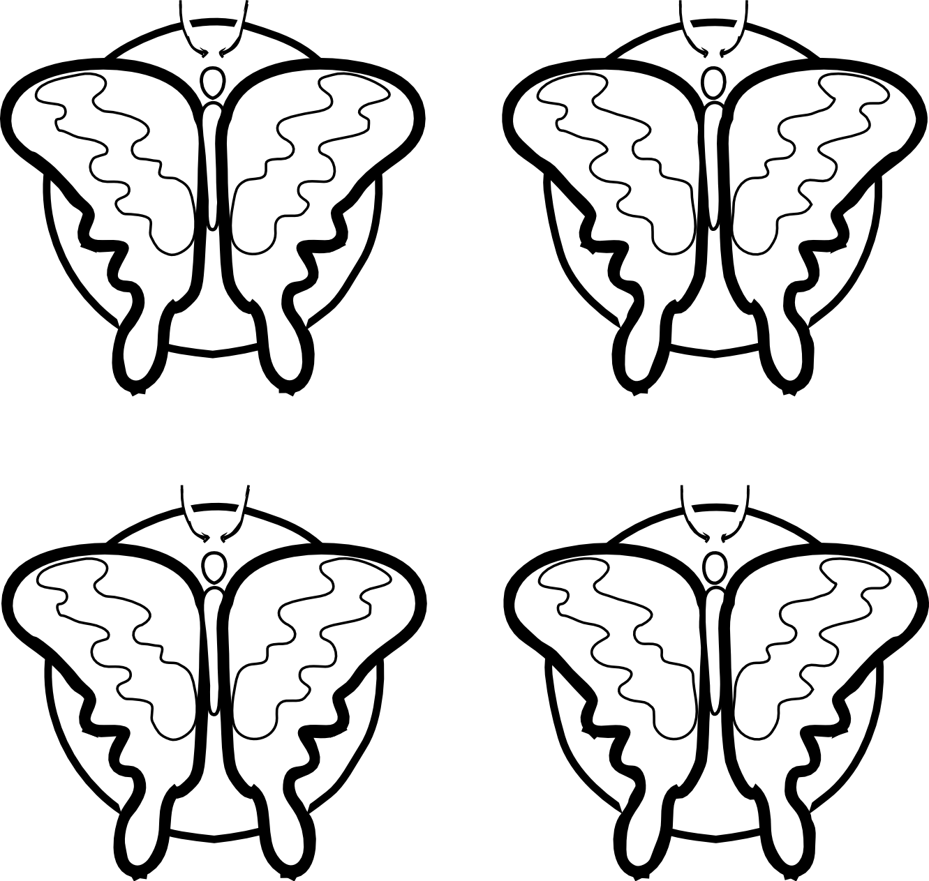 Butterfly Black And White Black And White Butterfly - 4 Butterfly Clipart Black And White - Png Download (1331x1263), Png Download