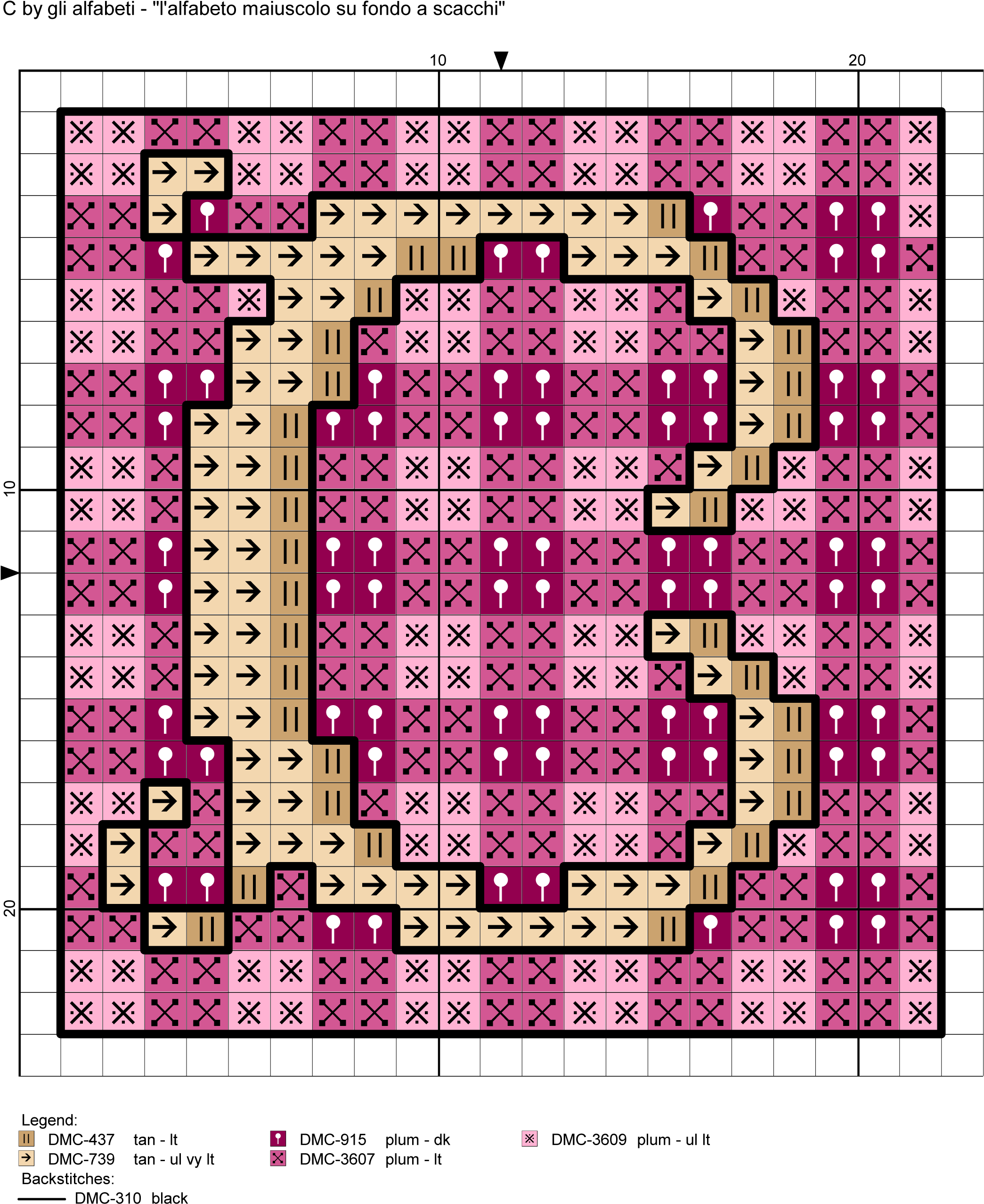 Uppercase Alphabet On Checkered Background Cross Stitch - Visual Arts Clipart (2130x2593), Png Download