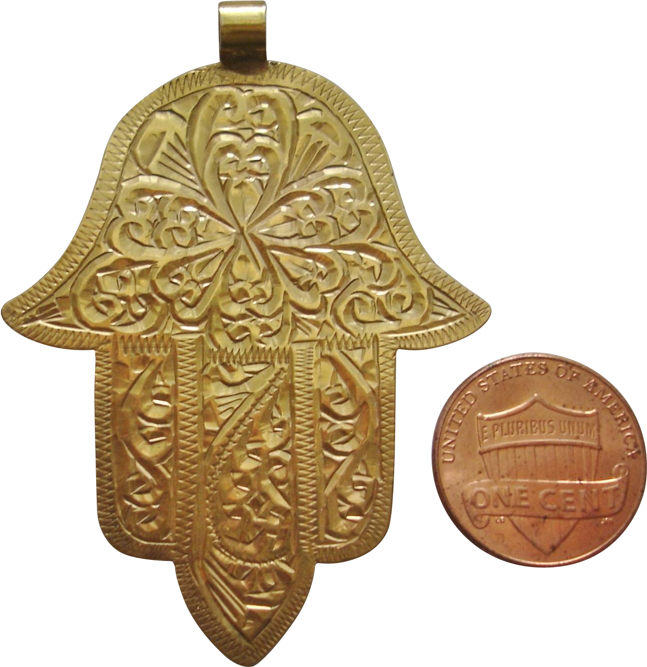Rare Antique 20k Gold Moroccan Hamsa, Hand Of God Pendant - Pendant Clipart (1292x1333), Png Download